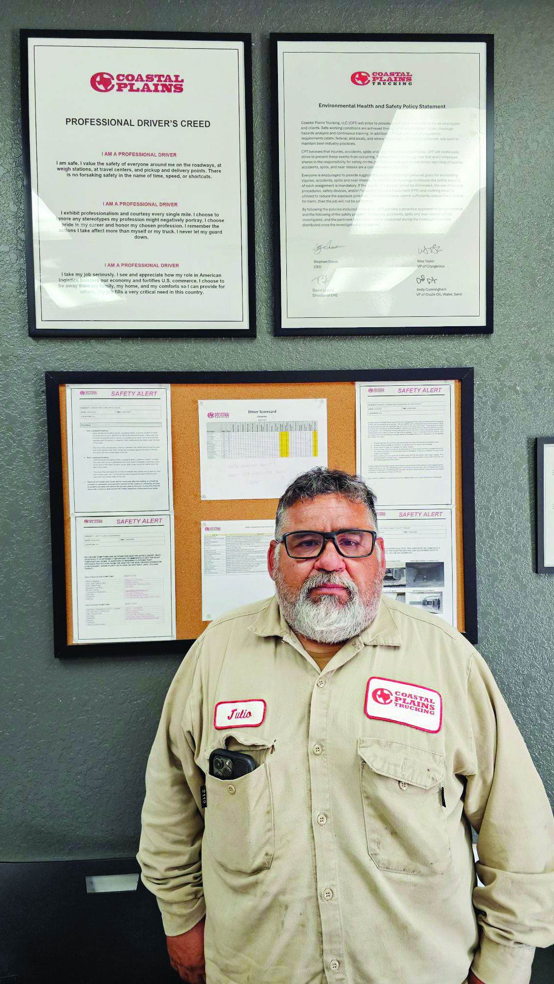 Julio Ortiz is pictured as part of the Coastal Plains Trucking team.
