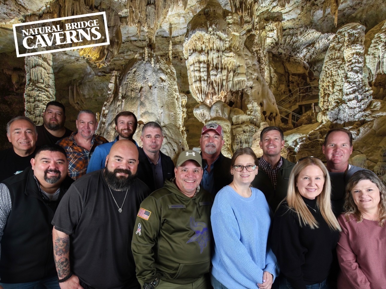 Leaders from Coastal Plains Trucking are pictured at a retreat at Natural Bridge Caverns.